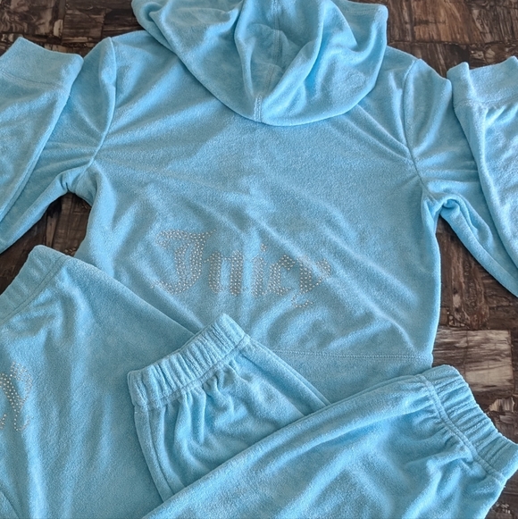 Juicy Couture 💎 Y2K Rhinestone Crystal Blue Tracksuit, Terry (Medium) - Picture 8 of 16